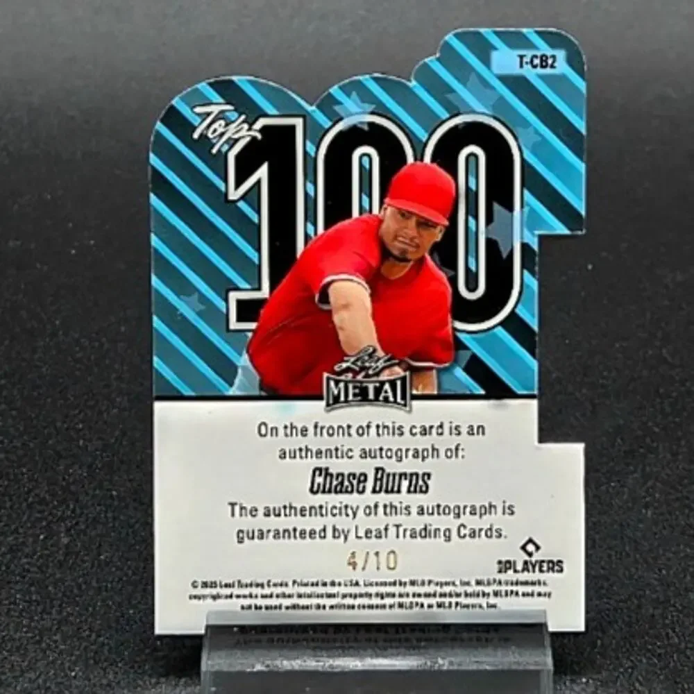 2025 Chase Burns RC 4/10 Auto Silver Sparkle Top 100 Cincinnati Reds Star